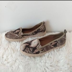 Clarks size 7 animal print slip on espadrilles. Comfort shoes.